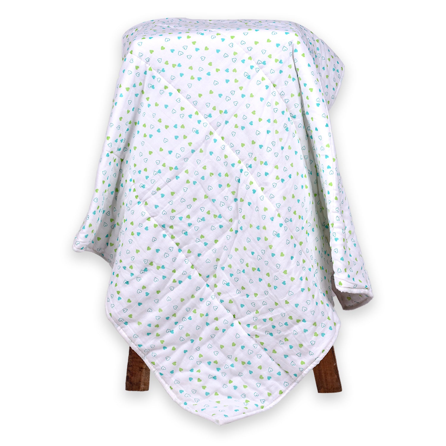 Baby Ac Quilt Blanket cum Bedspread- 0-3 Years - 100*120 cm - Green Heart