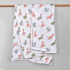 Baby Muslin Cloth Swaddle - 0-12 Months,  Pack of 2 (Unicorn & Dinosaur)