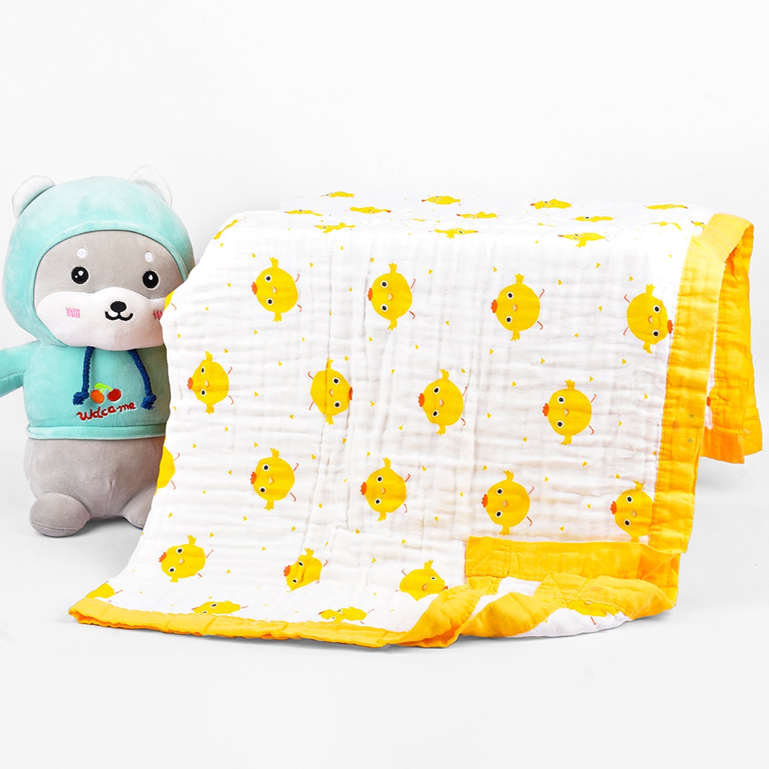 Baby Muslin 6 Layer Wash Towel- 100X100 CM - (0-3 Years) Pack Of 1 Bird Design