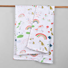 Baby Muslin Cloth Swaddle - 0-12 Months,  Pack of 2 (Unicorn & Dinosaur)