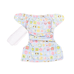 Baby Reusable Cotton Pocket Diapers- Pack of 5 and 5 Inserts - Size Adjustable -0-24 Months- Mix Designs