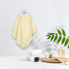 Ultra Soft Cotton Baby Hooded Towel  - Yellow- 70x70 cm ( 0-3 Months )