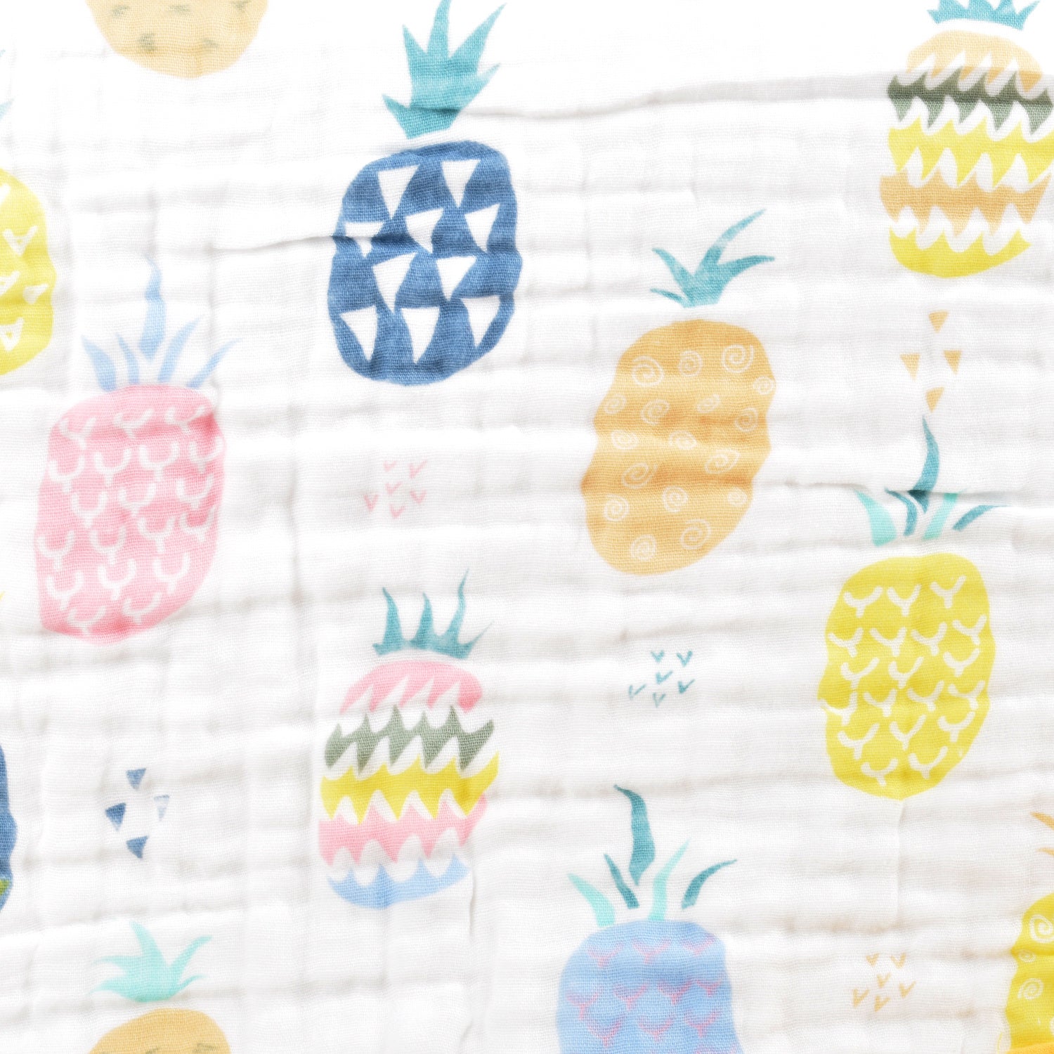 Baby Muslin 6 Layer Blanket cum Wash Towel- 100X100 CM - (0-3 Years) Pineapple