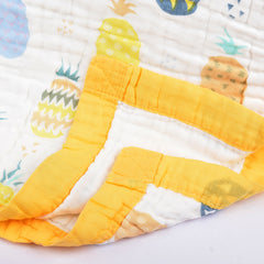 Baby Muslin 6 Layer Blanket cum Wash Towel- 100X100 CM - (0-3 Years) Pineapple