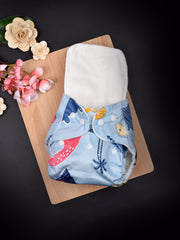 Moms Home Baby Reusable Cotton Pocket Diapers With 3 Inserts,  Adjustable 0-12 Months - Pack of 3