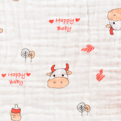 Baby Muslin 6 Layer Wash Towel- 100X100 CM - (0-3 Years) Pack Of 1 Happy Baby Design
