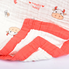 Baby Muslin 6 Layer Wash Towel- 100X100 CM - (0-3 Years) Pack Of 1 Happy Baby Design