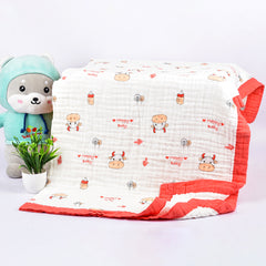 Baby Muslin 6 Layer Wash Towel- 100X100 CM - (0-3 Years) Pack Of 1 Happy Baby Design