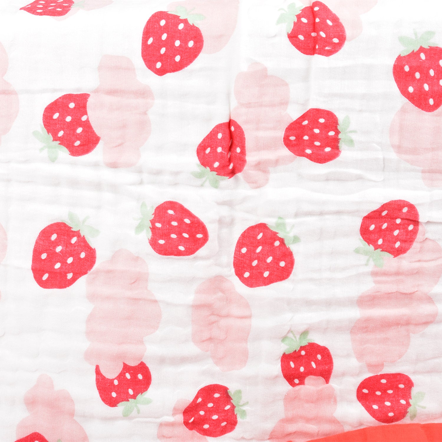 Baby Muslin 6 Layer Wash Towel- 100X100 CM - (0-3 Years) Pack Of 1 Strawberry2 Design