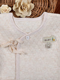 Newborn Baby's Warm Cotton Gift Set-1 Pajama and 1 Shirt- Brown
