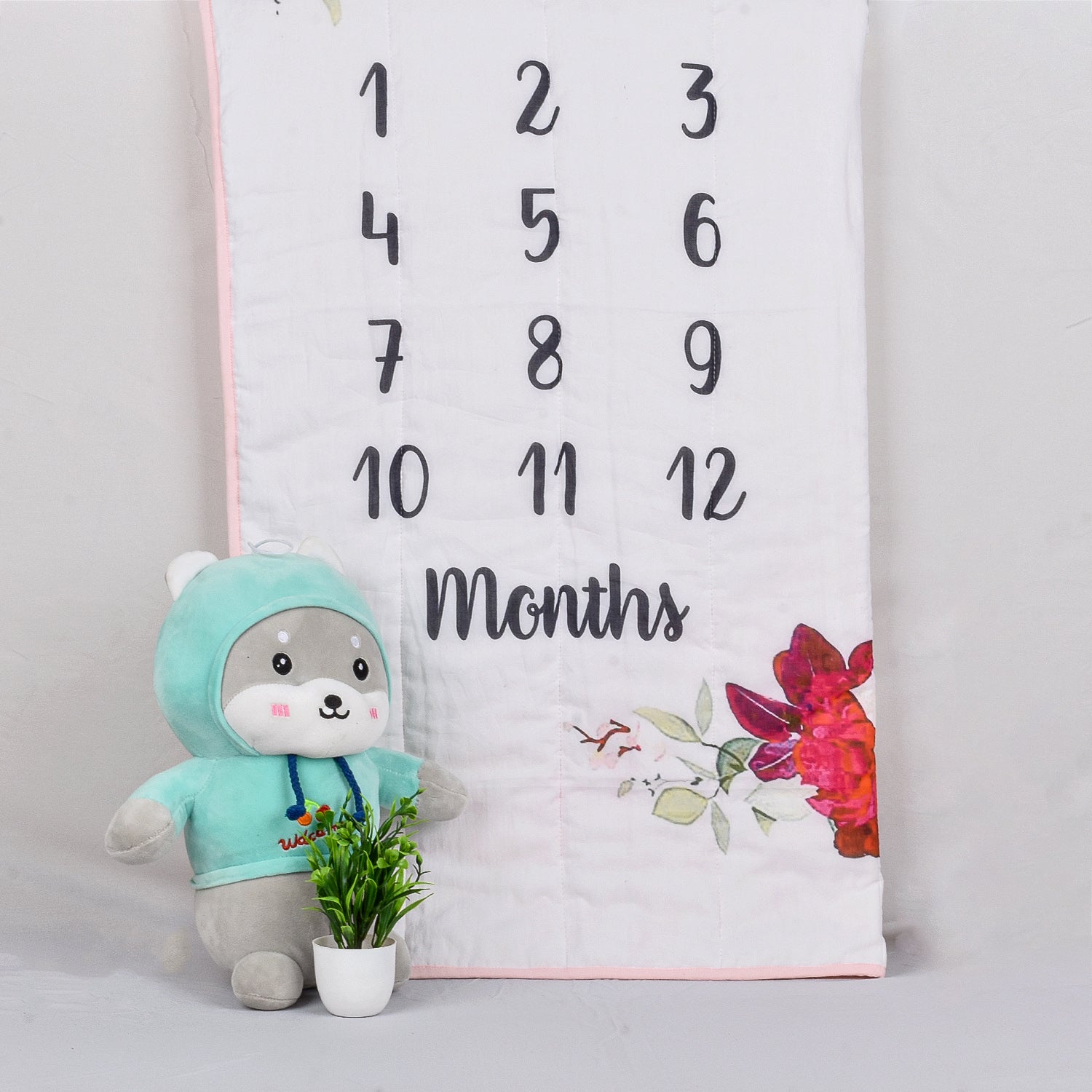 Organic Cotton Newborn Baby Milestone AC Quilt - Floral - 0-3 Years