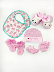 Moms Home Newborn Baby CMB, Bib, Shoes and Antiskid Socks Set Combo, Gift Set -