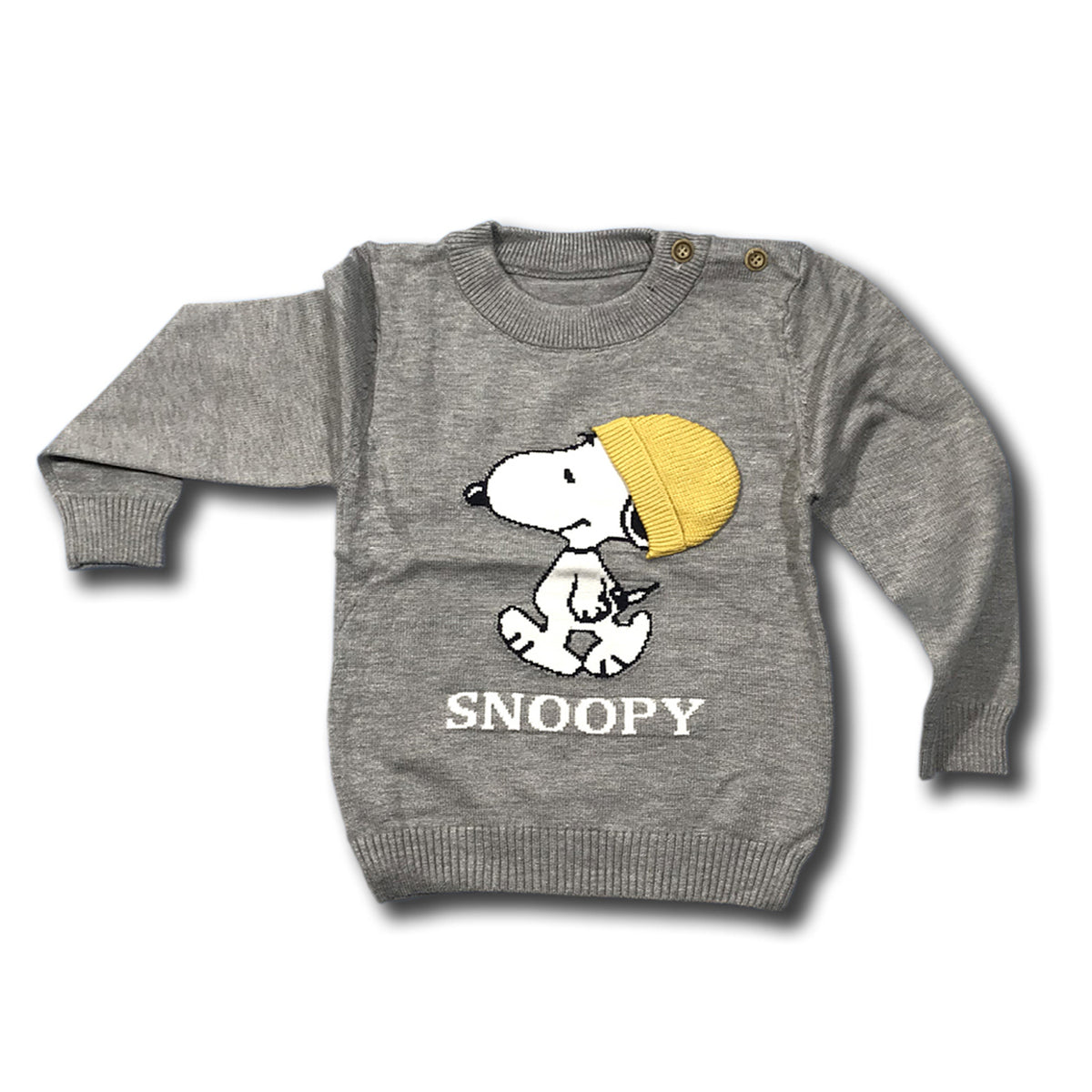 Moms Home Organic Cotton Unisex Baby Winter Sweaters Grey Snoopy