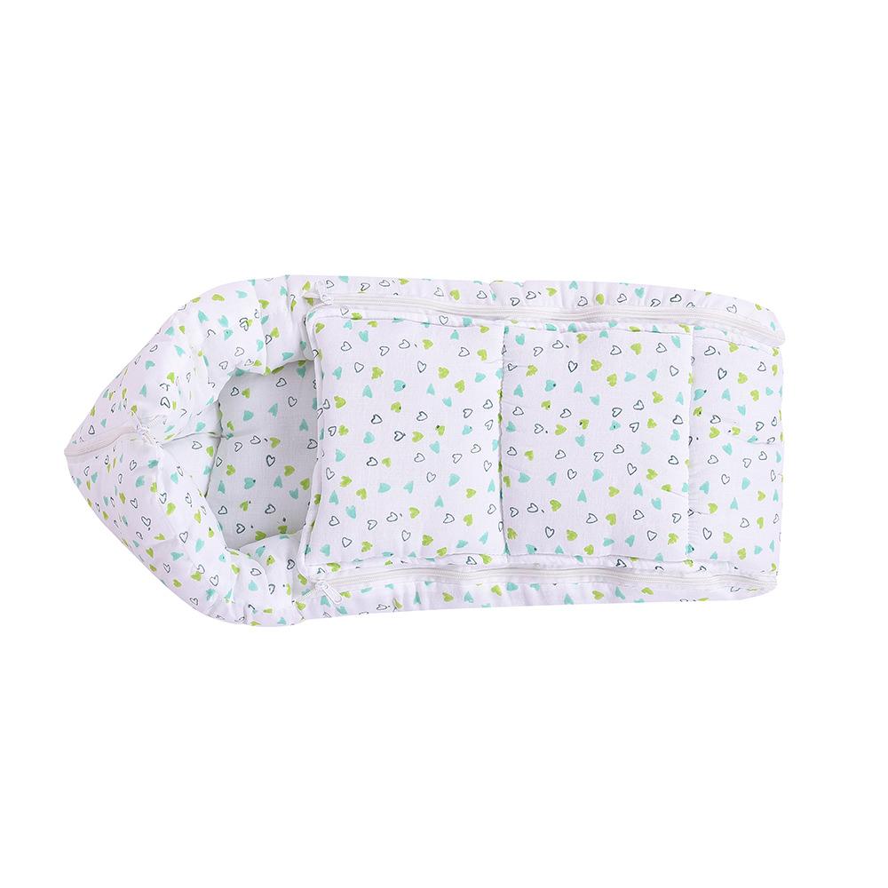 Baby AC Quilt blanket- 0-3 Year-100x120  and Organic Cotton Muslin Sleeping cum carrying Nest Bag- 0-11 Months - Green Heart