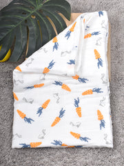 Moms Home Baby Super Soft Absorbent Muslin 6 Layer Towel Cum Blanket | 60 x 120 | Carrot Rabbit