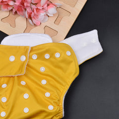 Moms Home Baby Reusable Cotton Pocket Diapers With 3 Inserts,  Adjustable 0-12 Months - Pack of 3