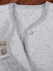 Newborn Baby's Warm Cotton Gift Set-1 Pajama and 1 Shirt- Grey