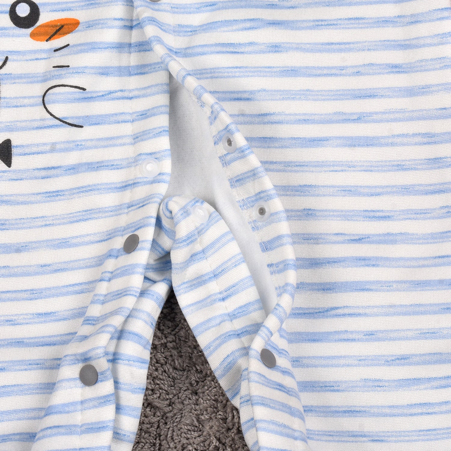 Baby's Warm Unisex Cotton Full Length Romper- Blue Strip