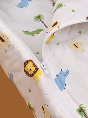 Moms Home Baby Organic Cotton Muslin Sleeping cum Carrying Nest Bag- Jungle Safari 0-8 Months