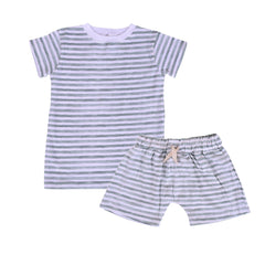 Baby Organic Cotton Unisex T-Shirt and Shorts Set - Green Stripes