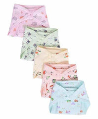 Baby Boy and Baby Girl Printed Cotton Cushioned Nappies Combo - Pack of 5
