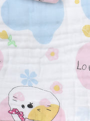Moms Home Baby Super Soft Absorbent Muslin 6 Layer Towel | 60x120 cm | Lovely Cat