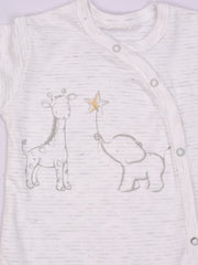 Moms Home Organic Cotton Baby Winter Rompers Jungle Safari | Pack of 2 (0-3 Months)