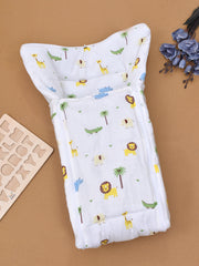 Moms Home Baby Organic Cotton Muslin Sleeping cum Carrying Nest Bag- Jungle Safari 0-8 Months