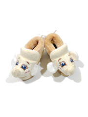 Footprints Soft First Walking Shoes For Unisex Baby Bootie with Rubber, Beige Elephant 6-9 Months