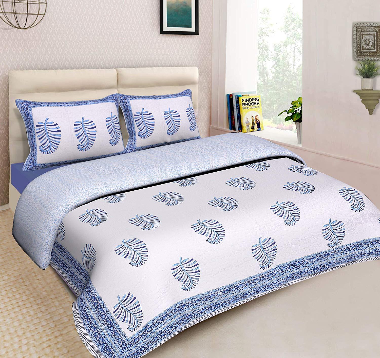 Mom's Home Organic Cotton Double Bed- Soft and Light Weight Comfortor/Quilt - Pan Blue - - 90"*108''