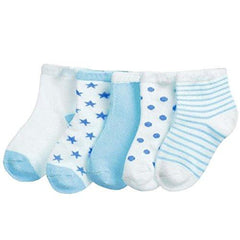 FOOTPRINTS Organic cotton Baby Boy Girls Kids Socks-12-30 Months - Pack of 8 Pairs -P3 Stripes &amp; P5 Blue