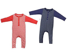 Baby Full Body length Romper/ Sleeping Suit-  Pack of 2 - Red and Blue stripes