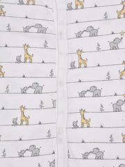 Moms Home Organic Cotton Baby Winter Rompers Jungle Safari | Pack of 2 (0-3 Months)