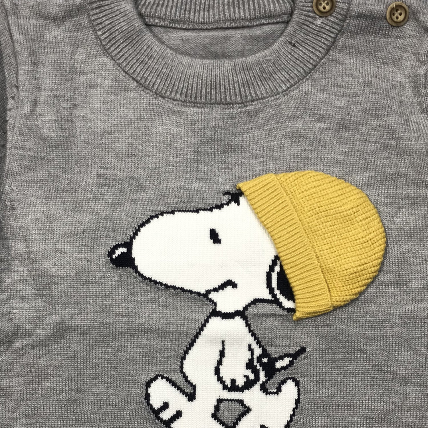 Moms Home Organic Cotton Unisex Baby Winter Sweaters Grey Snoopy