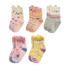 FOOTPRINTS Baby's Organic Cotton Anti-Skid Socks (Multicolour, Mix Designs) - Pack of Any 5 Pairs