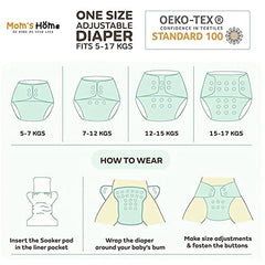 Baby Reusable Cotton Printed Pocket Diapers With 2 Inserts - Pack of 2 Mix Design