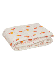 Organic Cotton Baby Gift Pack - Pack of 3 Muslin( Mix Designs) and 1 Organic Cotton Quilted Blanket
