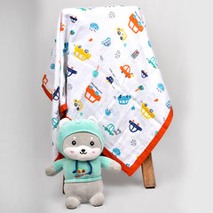 Baby Muslin Dohar- 100X100 CM-(0-3 Years)-Car