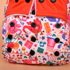 Baby Reusable Cotton Printed Pocket Diapers With 2 Inserts - Pack of 2 Mix Design