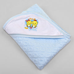 Ultra Soft Cotton Baby Hooded Towel  -Blue - 70x70 cm ( 0-3 Months )