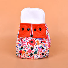 Baby Reusable Cotton Printed Pocket Diapers With 2 Inserts - Pack of 2 Star, Elephant
