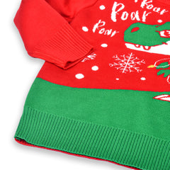 Organic Cotton Unisex Baby Winter Sweaters Dinosaur Red