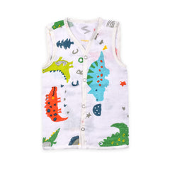 Baby Unisex Organic Cotton Muslin Jhabla - Unicorn, Lion, Dinosaur 0-3 Months Pack of 3