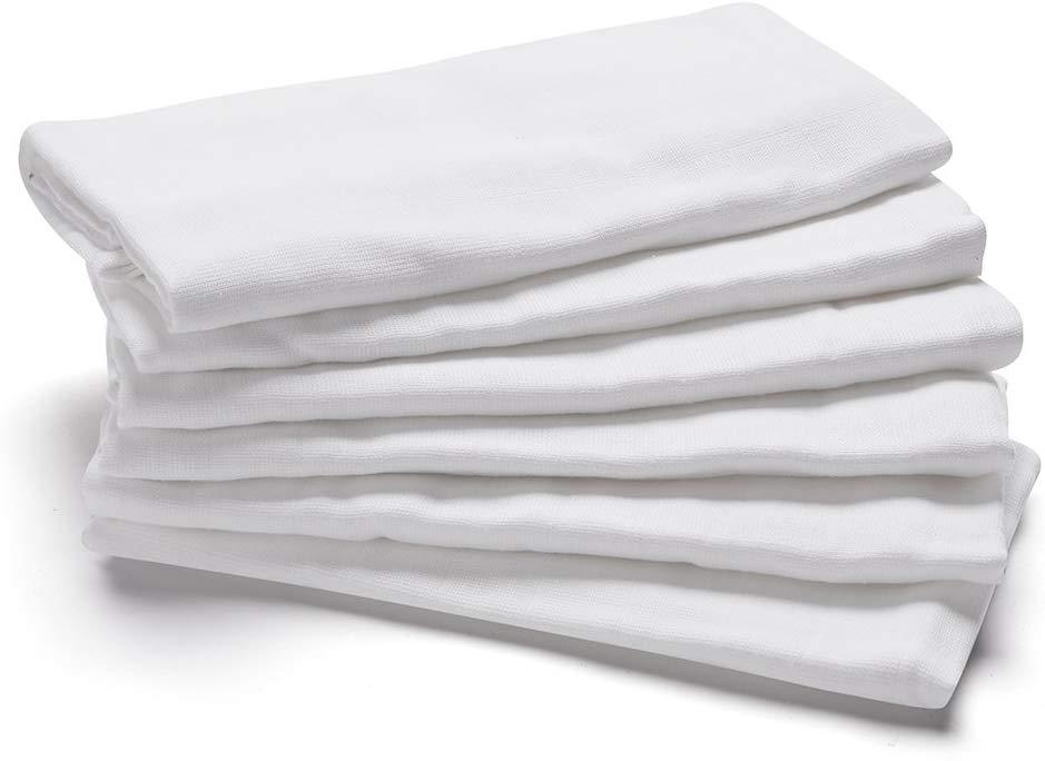 Baby Muslin Square Nappies 70*70 cms - 0-6 Months -Pack of 6- White