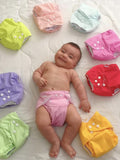 Baby Reusable Cotton Pocket Diapers With 2 Inserts, Adjustable 0-12 Months - Pack of 2