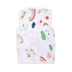 Baby Unisex Organic Cotton Muslin Jhabla - Unicorn, Lion, Dinosaur 0-3 Months Pack of 3