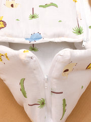 Moms Home Baby Organic Cotton Muslin Sleeping cum Carrying Nest Bag- Jungle Safari 0-8 Months