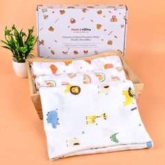 Baby Swaddle Wrap Organic Muslin cotton - 100x100 cm - Pack of 3 - Rainbow, Jungle, Icecream