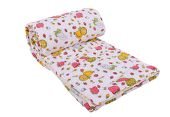 MOM'S HOME Organic Cotton Soft Summer AC Baby Quilt/Blanket Cum Bedspread (0-3 Years, 110 x 120 cm, Multicolour) - Pack of 2