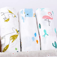 Baby Swaddle Wrap Organic Muslin cotton - 100x100 cm - Pack of 3 - Unicorn, Flamingo, Whale